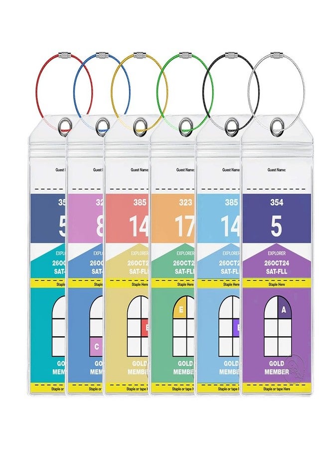 Beluga Gears Cruise Luggage Tag Holders for Royal Caribbean and Celebrity Cruise Lines (Set of 6 ea) Waterproof with Zipped Seal and Wire Colored Loops - Image 1